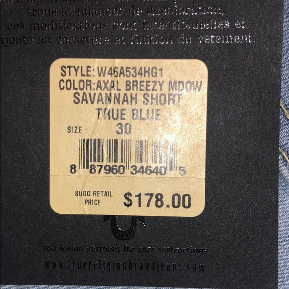 True Religion SAVANNAH SHORT TRUE BLUE - Picture 3 of 3